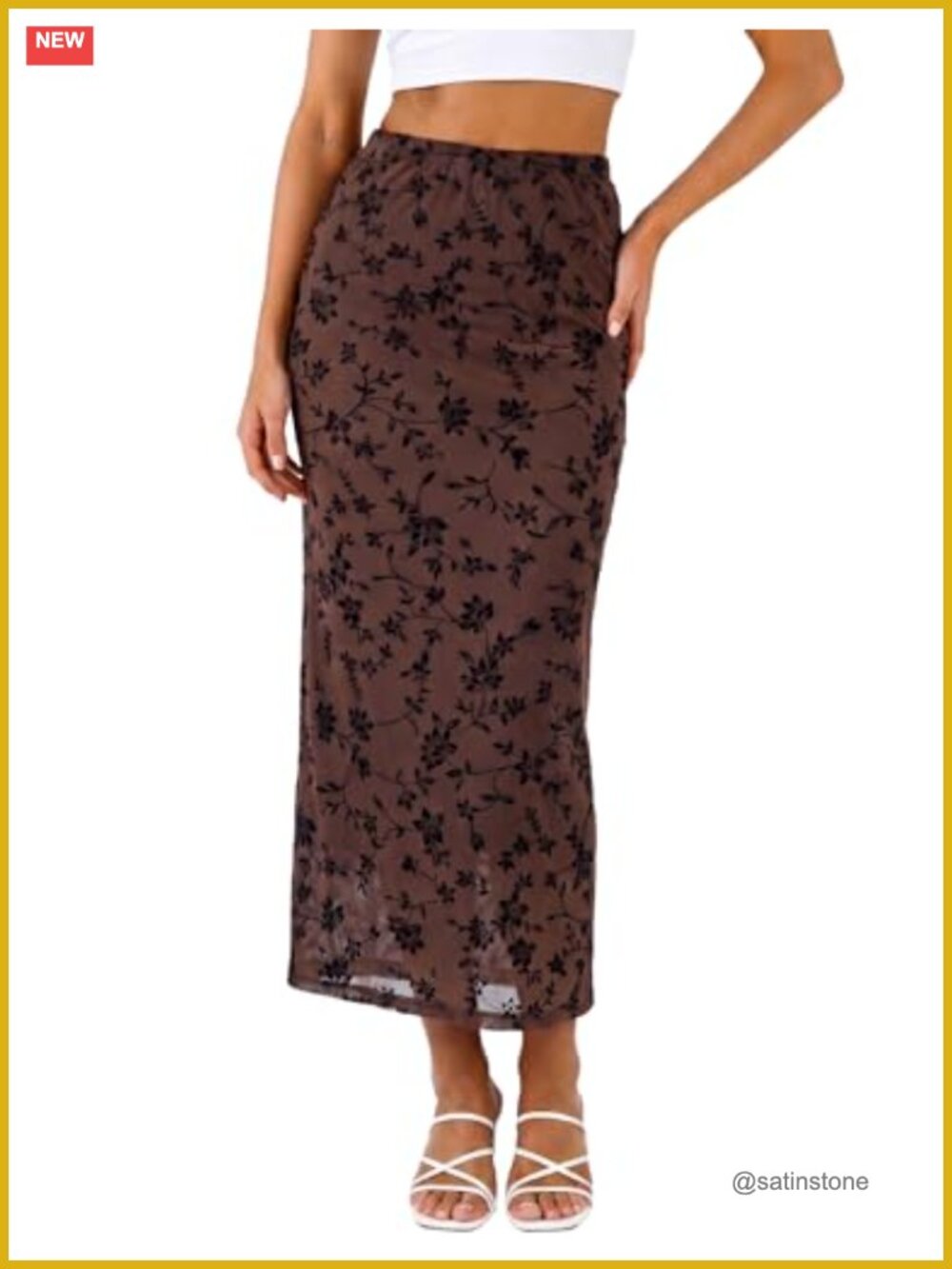 Womens Floral Mesh Maxi Skirt High Waisted Elastic Long Flowy Boho Beachwear
